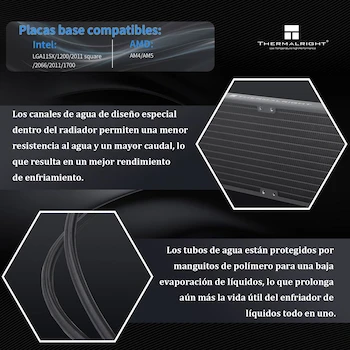 Imagen 3 de Thermalright Frozen Edge 360 Negro Refrigerador de Agua AIO para CPU de 360mm para AMD AM4/AM5, Intel LGA 1150/1151/1155/1156/1200/1700/1851/2011/2011-3/2066