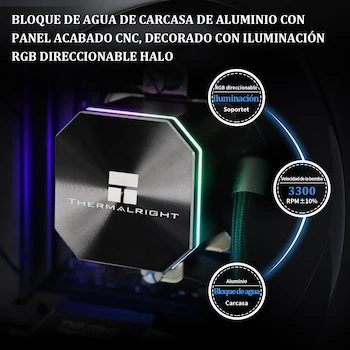 Imagen 4 de Thermalright Frozen Edge 360 Negro Refrigerador de Agua AIO para CPU de 360mm para AMD AM4/AM5, Intel LGA 1150/1151/1155/1156/1200/1700/1851/2011/2011-3/2066