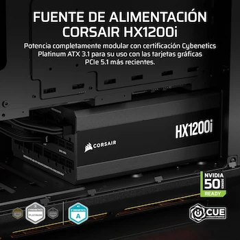 Imagen 2 de Corsair HX1200i (2025) Fuente de Alimentación ATX Totalmente Modular 1200W HXi Series Negro