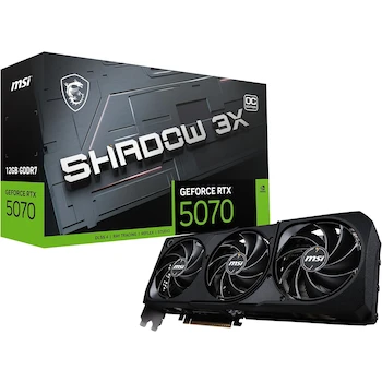 Imagen de referencia para MSI GeForce RTX 5070 12G Shadow 3X OC Tarjeta Gráfica NVIDIA 12GB GDDR7 Serie Shadow Negro