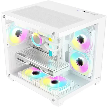 Imagen 5 de Stylos Gabinete Gamer CXi2 Micro ATX Mini Torre 3 Fan Cristal Templado RGB Blanco XZGAMC2W
