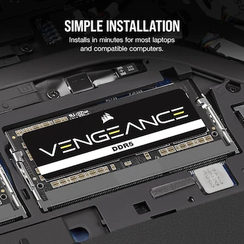 Imagen 5 de Corsair Vengeance SODIMM DDR5 RAM 16GB (2x8GB) Negro Modelo CMSX16GX5M2A4800C40