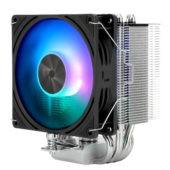Imagen de referencia para Thermalright Assassin X 90 SE ARGB CPU Air Cooler, Black/Silver, Model AX90 SE ARGB, Series Assassin X, Size 94x52x118mm, 4x6mm Heat Pipes, 92mm TL-P9-S PWM ARGB Fan, Compatible with AMD AM4/AM5/Intel LGA1150/1151/1155/1156/1200/1700/1851