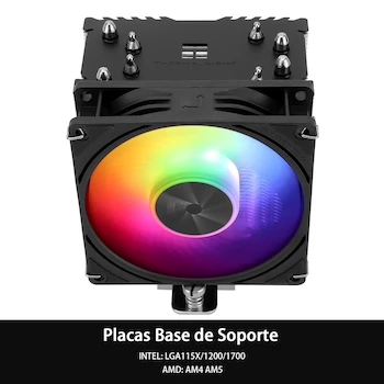 Imagen 3 de Thermalright Assassin X 90 SE ARGB CPU Air Cooler, Black/Silver, Model AX90 SE ARGB, Series Assassin X, Size 94x52x118mm, 4x6mm Heat Pipes, 92mm TL-P9-S PWM ARGB Fan, Compatible with AMD AM4/AM5/Intel LGA1150/1151/1155/1156/1200/1700/1851