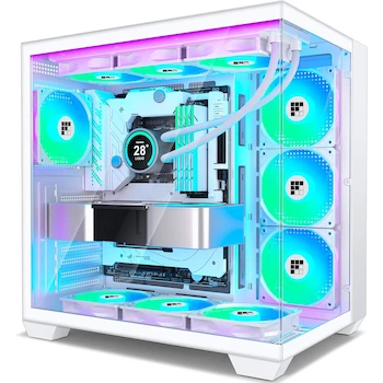 Imagen de referencia para FOIFKIN F600 Carcasa para PC Mid-Tower ATX Gaming con 7 Ventiladores PWM ARGB Preinstalados y Vidrio Panorámico 270° con Puerto Type-C, Blanco