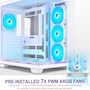 Miniatura de FOIFKIN F600 Carcasa para PC Mid-Tower ATX Gaming con 7 Ventiladores PWM ARGB Preinstalados y Vidrio Panorámico 270° con Puerto Type-C, Blanco