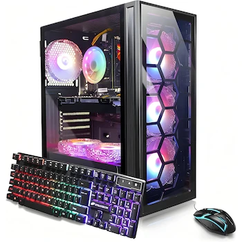 Imagen de referencia para STGAubron Computadora de Escritorio para Juegos Negra, ASIN B0BK54BHL7, Intel Core i7, GeForce RTX 2060 6GB, 16GB RAM, 512GB SSD, Ventiladores RGB x6, Teclado y Mouse RGB, Alfombrilla RGB, Barra de Sonido BT RGB, Windows 10, Dimensiones 37x20x44.5 cm