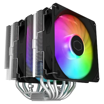 Imagen de referencia para Cooler Master Hyper 620S - Enfriador de aire para CPU de doble torre ARGB Sync, ventilador PWM 120 mm, 6 tubos de calor de cobre, 154.9 mm de alto, plata RR-D6NA-17PA-R1