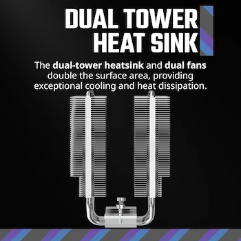 Imagen 4 de Cooler Master Hyper 620S - Enfriador de aire para CPU de doble torre ARGB Sync, ventilador PWM 120 mm, 6 tubos de calor de cobre, 154.9 mm de alto, plata RR-D6NA-17PA-R1