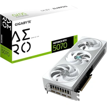 Imagen de referencia para GIGABYTE GeForce RTX 5070 Aero OC 12G Blanca Tarjeta Gráfica, 12GB GDDR7, Modelo GV-N5070AERO OC-12GD