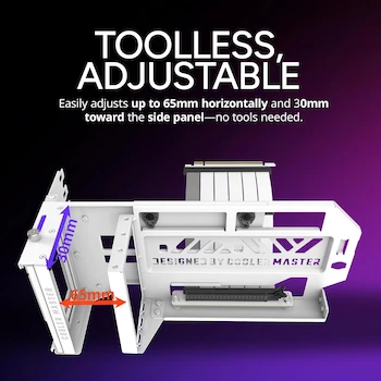 Imagen 5 de Cooler Master MasterAccessory Vertical Graphics Card Holder Kit V3 White con Premium Riser Cable PCIe 4.0 x16 165mm Modelo MCA-U000R-WFVK03