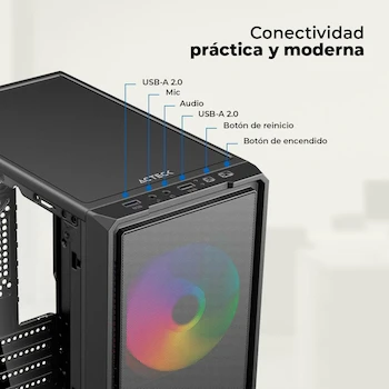Imagen 5 de Acteck Doom Ultra Mesh GI750M Gabinete Mini Torre Negro Compatible con M-ATX