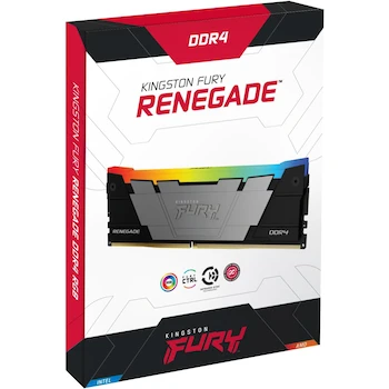 Imagen 3 de Kingston Fury Renegade Black RGB DDR4, Memoria Gamer para PC, Capacidad: 16GB, Factor de Forma: DIMM 288-Pin, Color: Negro/RGB, KF432C16RB12A/16