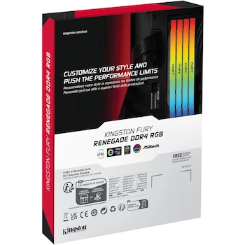 Imagen 4 de Kingston Fury Renegade Black RGB DDR4, Memoria Gamer para PC, Capacidad: 16GB, Factor de Forma: DIMM 288-Pin, Color: Negro/RGB, KF432C16RB12A/16