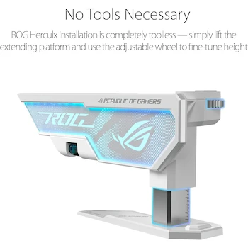 Imagen 3 de ASUS ROG Herculx Soporte para Tarjeta Gráfica Edición Blanca, Aleación de Zinc Sólido, Altura Ajustable 72-128 mm, Aura Sync