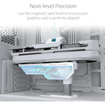 Imagen 4 de ASUS ROG Herculx Soporte para Tarjeta Gráfica Edición Blanca, Aleación de Zinc Sólido, Altura Ajustable 72-128 mm, Aura Sync
