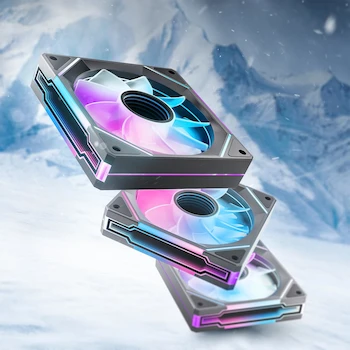 Imagen de referencia para AsiaHorse Ventiladores de PC 120mm Pack de 3, Espejo Infinito, ARGB PWM, Conector 4 Pines PWM y 5V 3 Pines ARGB, Hoja Inversa