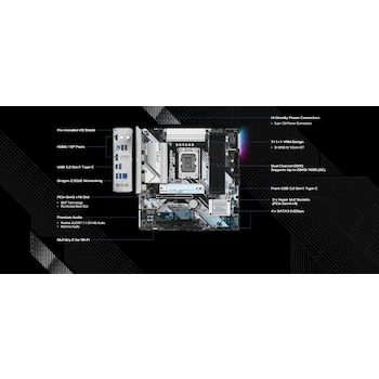 Imagen 5 de ASRock B760M Pro RS Placa Base Motherboard Micro ATX DDR5 192GB Máxima LGA1700 Intel 14th 13th 12th Gen Core Processors Negro
