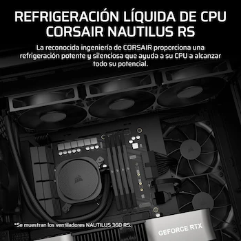 Imagen 2 de Corsair Nautilus 240 RS Refrigeración Líquida de CPU – 240mm AIO – Intel LGA 1851/1700, AMD AM5/AM4 – 2X RS120 Ventiladores Incluidos – Negro