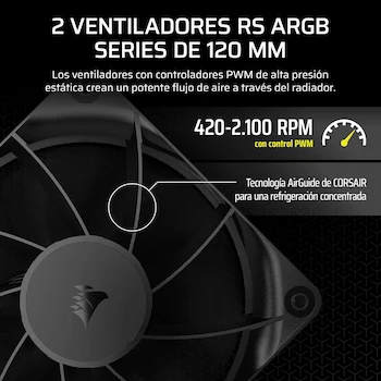 Imagen 4 de Corsair Nautilus 240 RS Refrigeración Líquida de CPU – 240mm AIO – Intel LGA 1851/1700, AMD AM5/AM4 – 2X RS120 Ventiladores Incluidos – Negro
