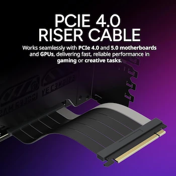 Imagen 2 de Cooler Master MasterAccessory Kit de Soporte Vertical para Tarjetas GPU V3 Negro/Gris, Cable Riser PCI-E 4.0 x16 de 165 mm, Compatible con PCIe 3.0, Modelo MCA-U000R-KFVK03, Dimensiones 249 x 148.1 x 141.8 mm