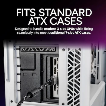 Imagen 3 de Cooler Master MasterAccessory Kit de Soporte Vertical para Tarjetas GPU V3 Negro/Gris, Cable Riser PCI-E 4.0 x16 de 165 mm, Compatible con PCIe 3.0, Modelo MCA-U000R-KFVK03, Dimensiones 249 x 148.1 x 141.8 mm