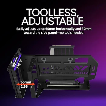 Imagen 5 de Cooler Master MasterAccessory Kit de Soporte Vertical para Tarjetas GPU V3 Negro/Gris, Cable Riser PCI-E 4.0 x16 de 165 mm, Compatible con PCIe 3.0, Modelo MCA-U000R-KFVK03, Dimensiones 249 x 148.1 x 141.8 mm