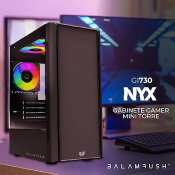 Imagen 4 de Balam Rush Gabinete Gamer NYX GI730 Micro ATX Mini Torre con 3 Ventiladores RGB Cristal Templado Negro BR-936095