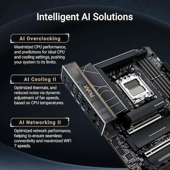 Imagen 2 de ASUS ProArt X870E-CREATOR WiFi AMD AM5 X870E ATX Motherboard Black with Gold Accents
