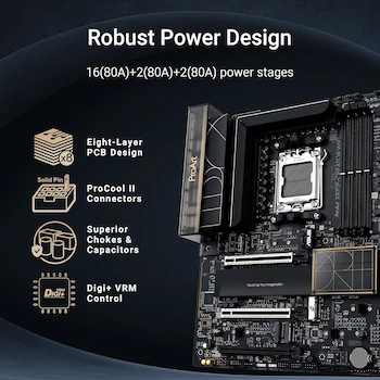 Imagen 4 de ASUS ProArt X870E-CREATOR WiFi AMD AM5 X870E ATX Motherboard Black with Gold Accents