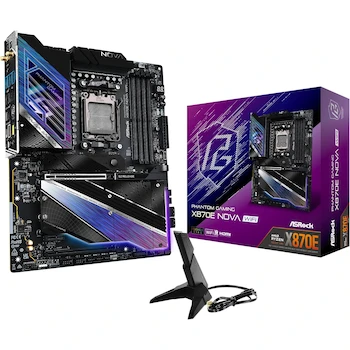 Imagen alusiva al producto ASRock Phantom Gaming X870E Nova WiFi ATX Placa Base Motherboard - Socket AM5 - AMD X870E Chipset - DDR5 Hasta 8200MHz 256GB - Negro