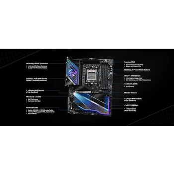 Imagen 3 de ASRock Phantom Gaming X870E Nova WiFi ATX Placa Base Motherboard - Socket AM5 - AMD X870E Chipset - DDR5 Hasta 8200MHz 256GB - Negro