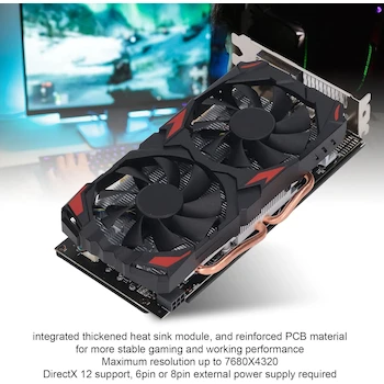 Imagen 2 de Mrisata AMD Radeon RX 580 8GB GDDR5 256-Bit Tarjeta Gráfica para Juegos con Ventiladores Duales Modelo 580 8G D5