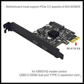 Imagen 3 de LICAEVEY Tarjeta de Expansión PCIe USB 3.2 Gen 2 - Puertos Duales Type-C para PC de Escritorio - Chipset ASM3142 - Modelo B0FHL29PQD