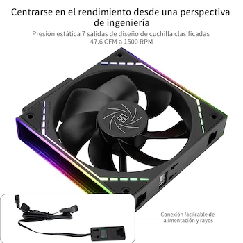 Imagen 3 de Thermalright TL-M12QR X3 Enfriador de CPU con Efecto de Luz de Espejo ARGB, Ventilador de Enfriamiento Inverso PWM Silencioso 120mm Negro (Paquete de 3)