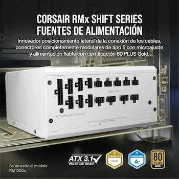 Imagen 2 de CORSAIR RM750x Shift Fuente de Alimentación ATX Totalmente Modular Interfaz Lateral Compatible ATX 3.0 y PCIe 5.0 Blanco