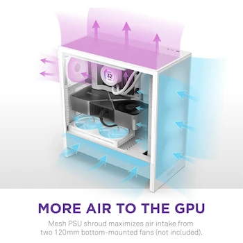Imagen 3 de NZXT H5 Flow (2024) Gabinete Torre Mid-Tower Compact ATX Blanco con Cristal Templado y Panel Perforado