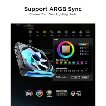 Imagen 3 de AsiaHorse COSMIQ Ventilador UNI 120mm Infinity Mirror Inverso Negro Daisy Chain PWM RGB Serie COSMIQ (1 Unidad)