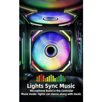 Imagen 4 de AsiaHorse COSMIQ Ventilador UNI 120mm Infinity Mirror Inverso Negro Daisy Chain PWM RGB Serie COSMIQ (1 Unidad)