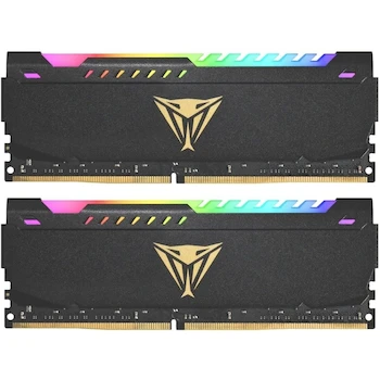 Imagen 2 de MEM DDR4 Patriot Viper Steel RGB 16GB (2x8GB) 3600MHz UDIMM (PVSR416G360C0K) Negro con Logo Viper Dorado y Iluminación RGB