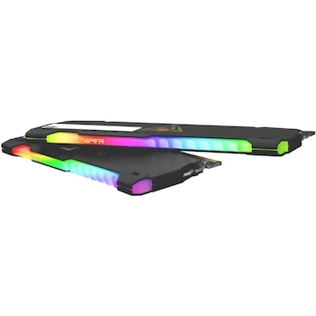 Imagen 4 de MEM DDR4 Patriot Viper Steel RGB 16GB (2x8GB) 3600MHz UDIMM (PVSR416G360C0K) Negro con Logo Viper Dorado y Iluminación RGB