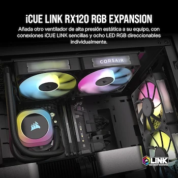 Imagen 2 de CORSAIR iCUE Link RX120 RGB Ventilador PWM de 120 mm - Rodamiento de Cúpula Magnética - Ventilador Único - Negro