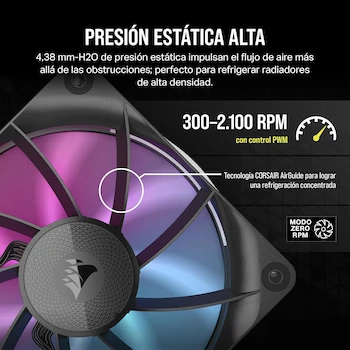 Imagen 4 de CORSAIR iCUE Link RX120 RGB Ventilador PWM de 120 mm - Rodamiento de Cúpula Magnética - Ventilador Único - Negro