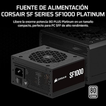 Imagen 2 de Corsair SF Series SF1000 (2024) Fuente de Alimentación SFX 1000W Totalmente Modular 80 Plus Platinum Negro con Soporte SFX a ATX Incluido