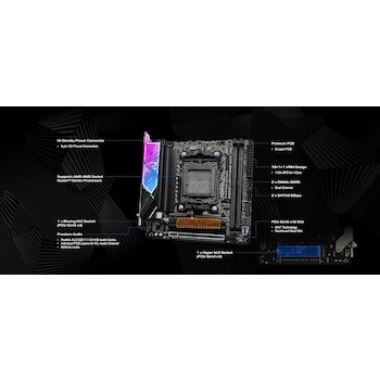 Imagen 2 de ASRock B850I Lightning WiFi AMD B850 Socket AM5 Ryzen 9000/8000/7000 Series DDR5 128GB Mini-ITX Motherboard Black