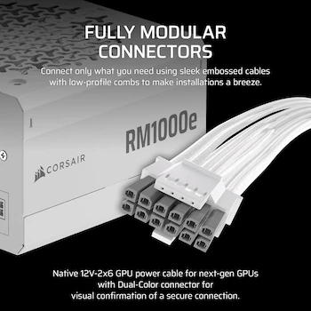 Imagen 4 de Corsair RM1000e (2025) Fuente de Alimentación ATX 1000W Totalmente Modular Negra Serie RMe