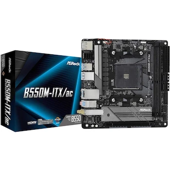 Imagen alusiva al producto ASRock B550M-ITX/AC Placa Base Motherboard Mini-ITX AMD AM4 Socket B550 Negro con WiFi 802.11ac y Bluetooth 4.2