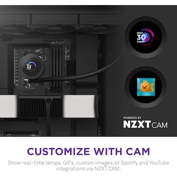 Imagen 5 de NZXT Kraken Plus 360 Enfriador Líquido AIO para CPU Radiador 360 mm 3 Ventiladores F120P Pantalla LCD Cuadrada Personalizable 1.54" Negro