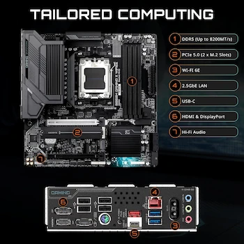 Imagen 4 de GIGABYTE B850M Gaming X WIFI6E Placa Base Motherboard AMD AM5 LGA 1718 mATX Micro-ATX Negra DDR5 Rev. 1.x Gaming Series