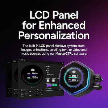 Imagen 2 de Cooler Master Atmos II 360 Panel LCD Freeform 2.0 Enfriador Líquido CPU AIO 360mm Negro